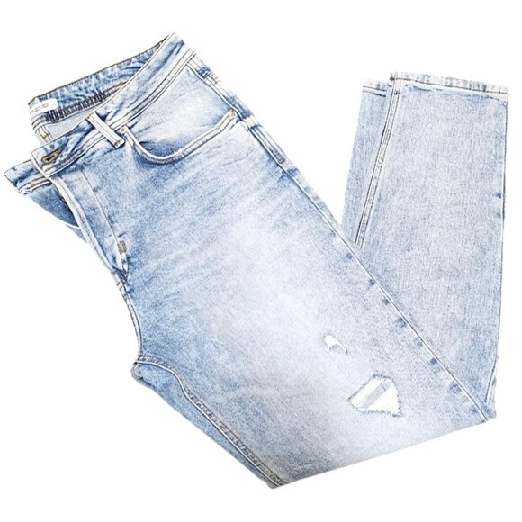 Zara Woman's Light Wash Distressed Straight-Leg Denim Jeans Size 34 - Picture 14 of 14